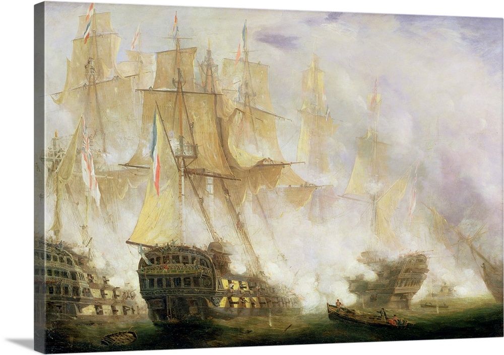 XYC136261 The Battle of Trafalgar, c.1841 (oil on canvas)  by Schetky, John Christian (1778-1874); 84.5x123.2 cm; Yale Cen...