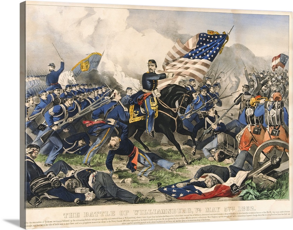 The Battle of Williamsburg, Virginia on May 5th 1862 (originally colour lithograph) by Currier, N. (1813-88) and Ives, J.M...