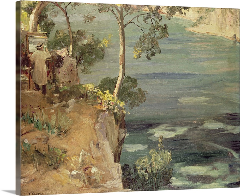Sir Winston Churchill (1874-1965) painting in the South of France