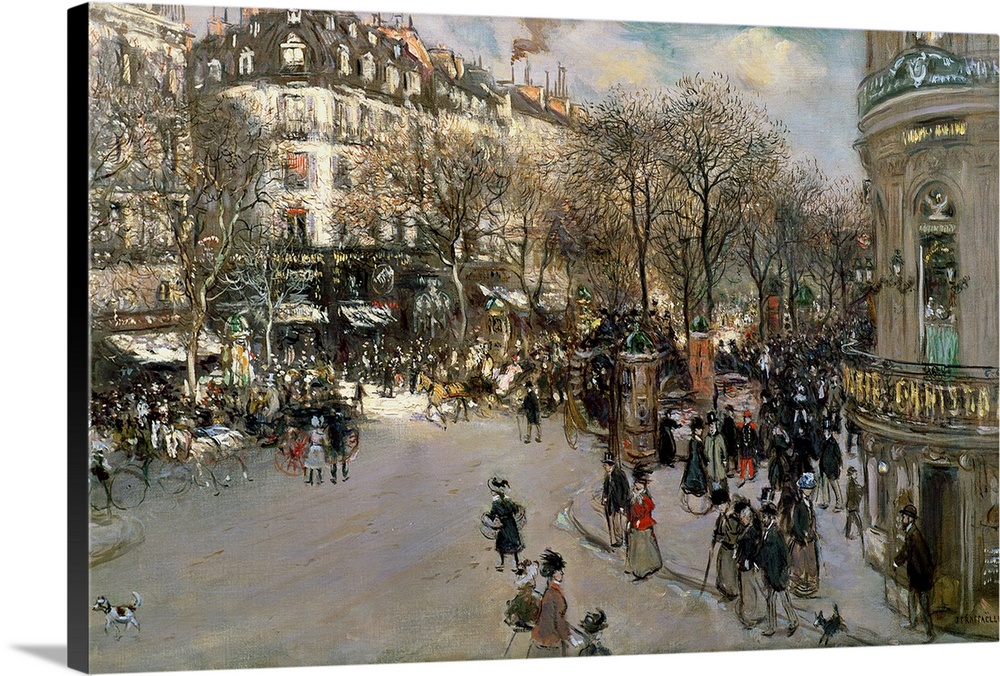BAL76828 The Boulevard des Italiens, c.1900  by Raffaelli, Jean Francois (1850-1924); oil on canvas; 63.5x108.5 cm; Galeri...