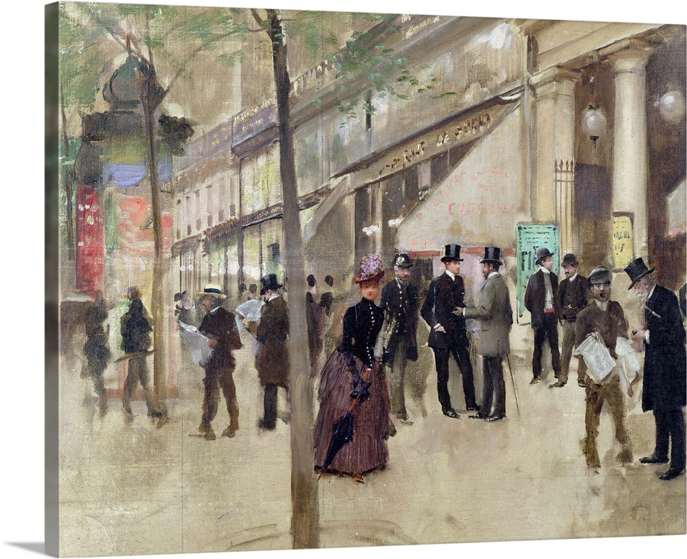 XIR63434 The Boulevard Montmartre and the Variety Theatre, c.1886 (oil on canvas); by Beraud, Jean (1849-1935); 45x55 cm; ...