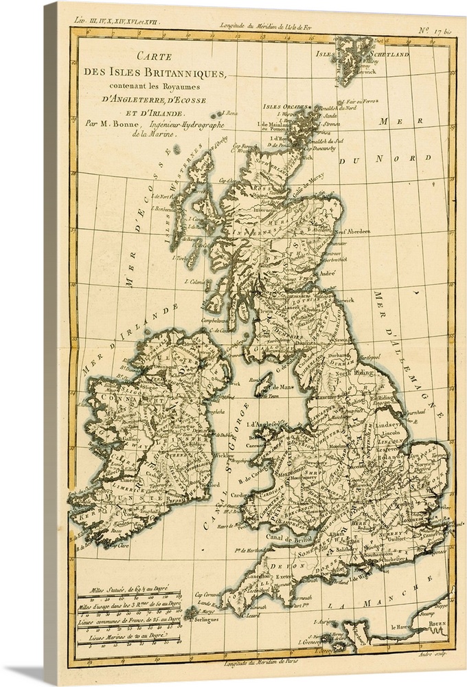 The British Isles, Including the Kingdoms of England, Scotland and Ireland, from 'Atlas de Toutes les Parties Connues du G...