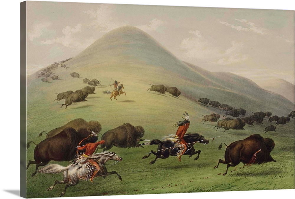 The Buffalo Hunt (oil on canvas) by Catlin, George (1796-1872); Smithsonian Institution, Washington DC, USA; American