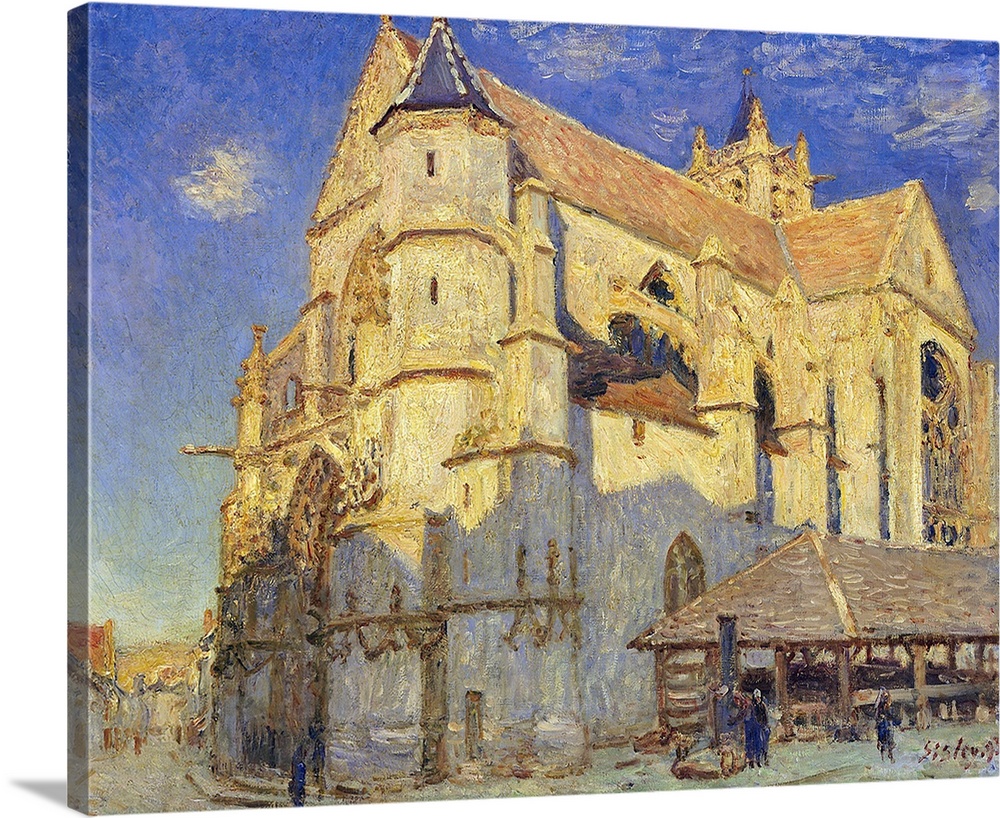 XOU144110 The Church at Moret, Frosty Weather, 1893 (oil on canvas)  by Sisley, Alfred (1839-99); 50x61.5 cm; Musee des Be...