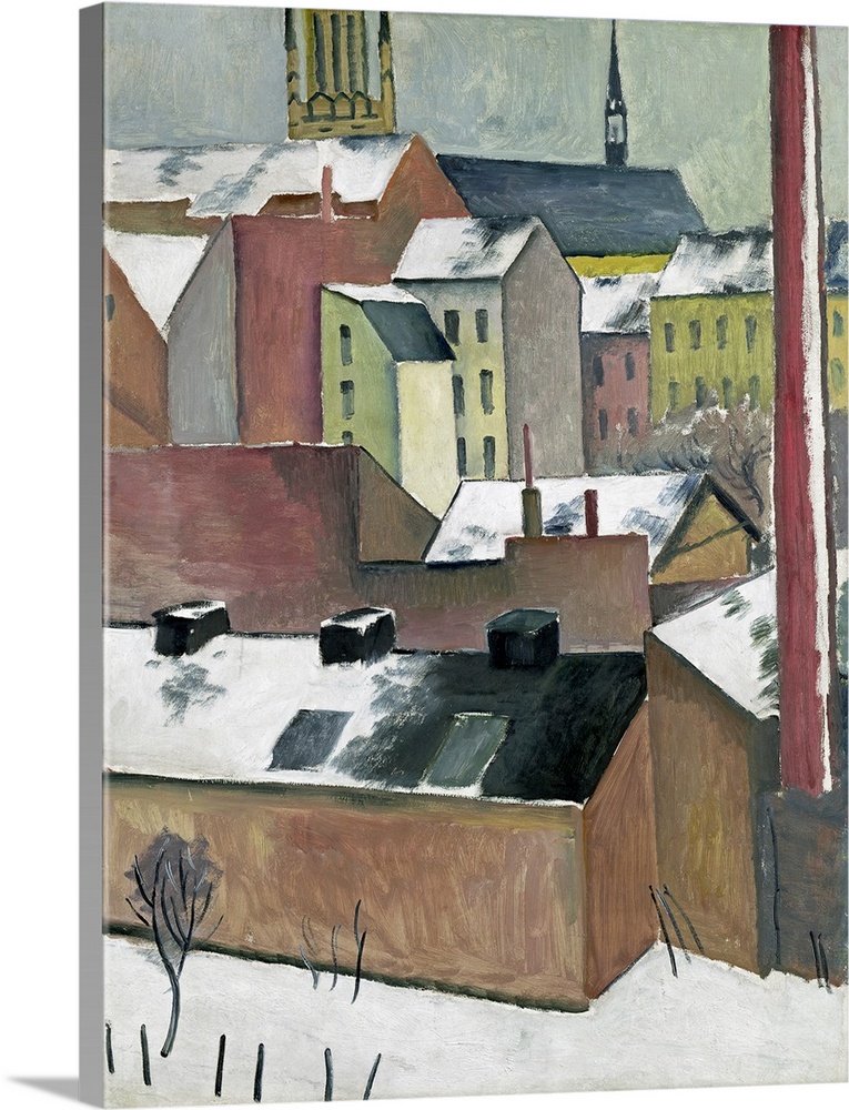 XKH148212 The Church of St Mary in Bonn in Snow, 1911 (oil on paper)  by Macke, August (1887-1914); 101.5x80 cm; Hamburger...