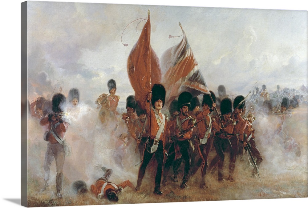 BAL3952 The Colours: advance of the Scots Guards at the Alma, 1899 (oil on canvas)  by Butler, Lady (Elizabeth Southerden ...