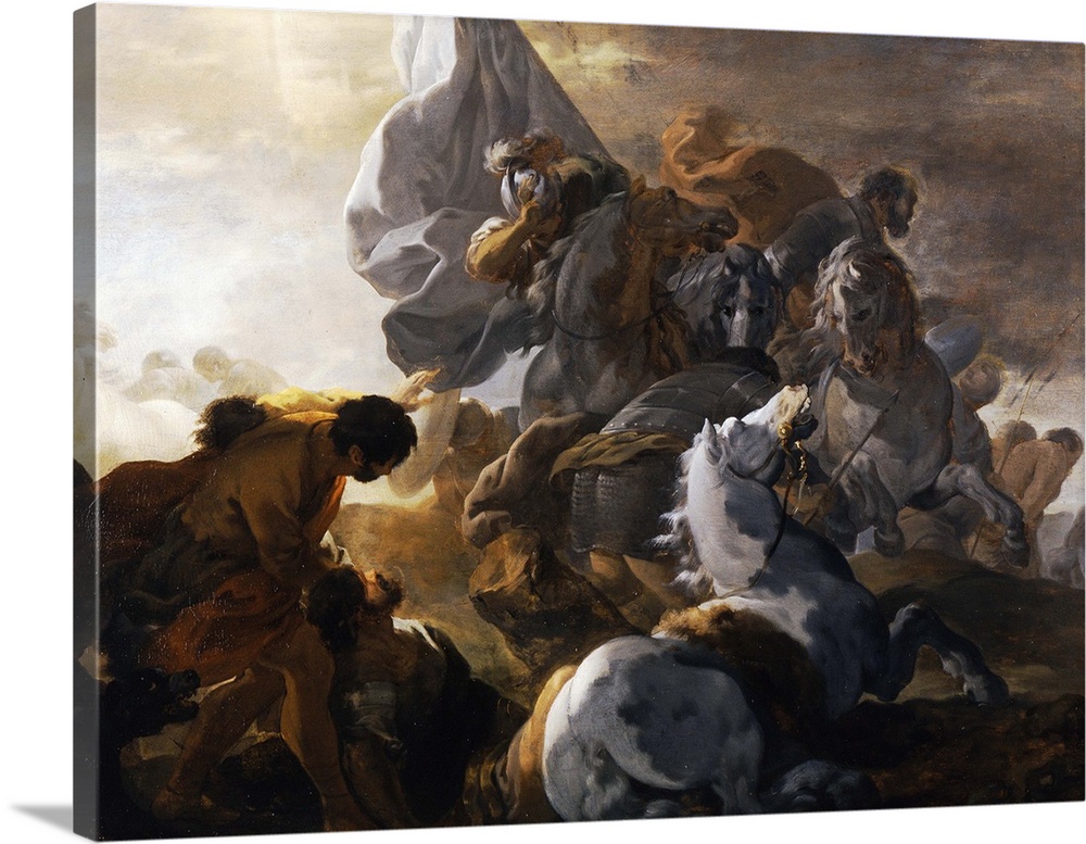 The Conversion of St. Paul, oil on panel.  By Sebastien Bourdon (1616-71).