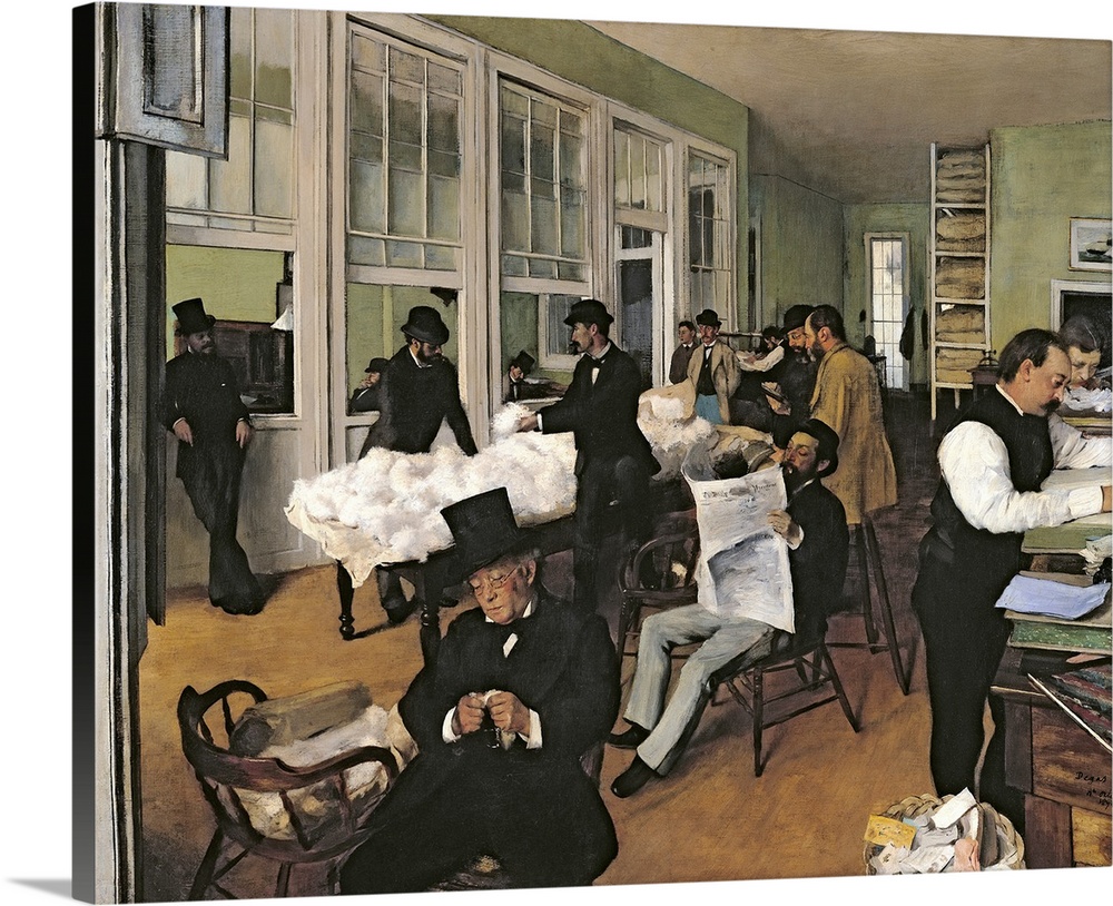 XIR10069 The Cotton Exchange, New Orleans, 1873 (oil on canvas)  by Degas, Edgar (1834-1917); 73x92 cm; Musee des Beaux-Ar...