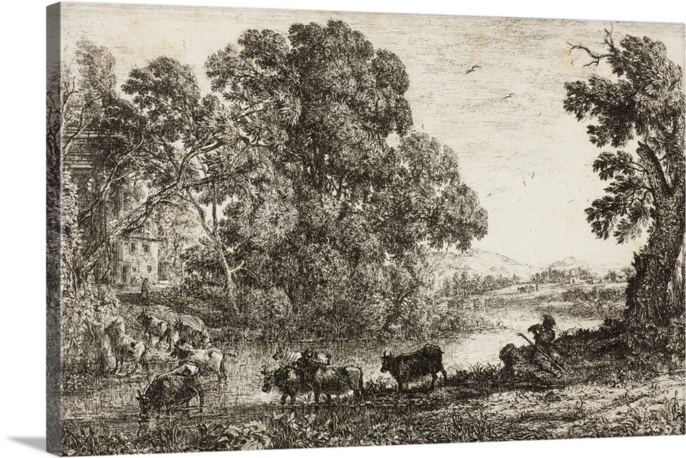 The Cowherd, 1636, etching on ivory laid paper.