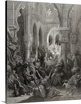 The Crusaders massacre the inhabitants of Caesarea, from 'Bibliotheque des Croisades'