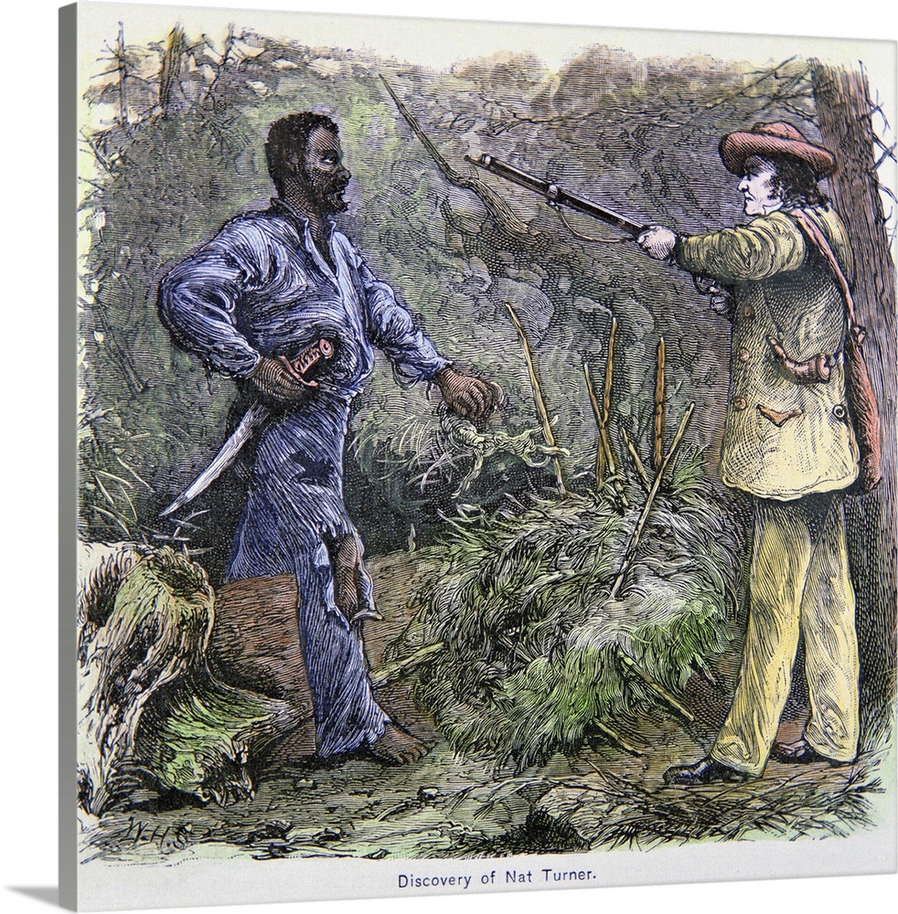 'The Discovery of Nat Turner\' (1800-31) (colour litho) by American School, (19th century); Private Collection; (add.info....