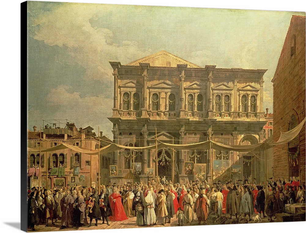 XIR29225 The Doge Visiting the Church and Scuola di San Rocco, c.1735 (oil on canvas)  by Canaletto, (Giovanni Antonio Can...