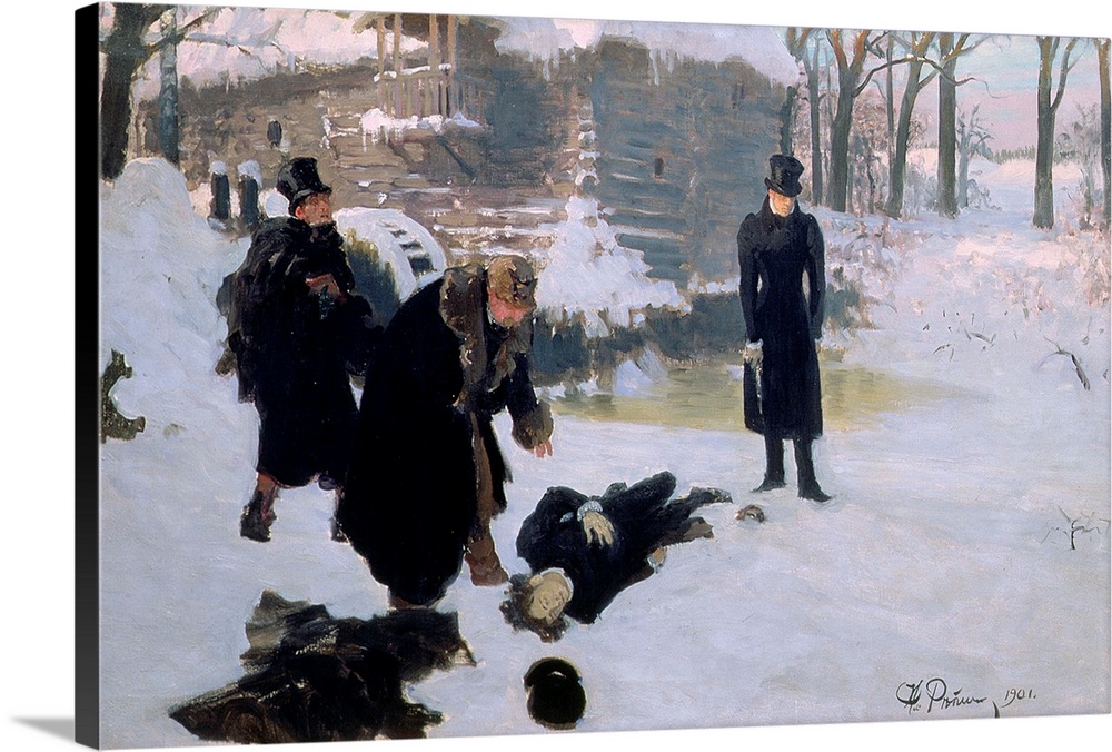 BAL126091 The Duel, 1901 (oil on canvas); by Repin, Ilya Efimovich (1844-1930); 52x103 cm; Pushkin Museum, Moscow, Russia;...