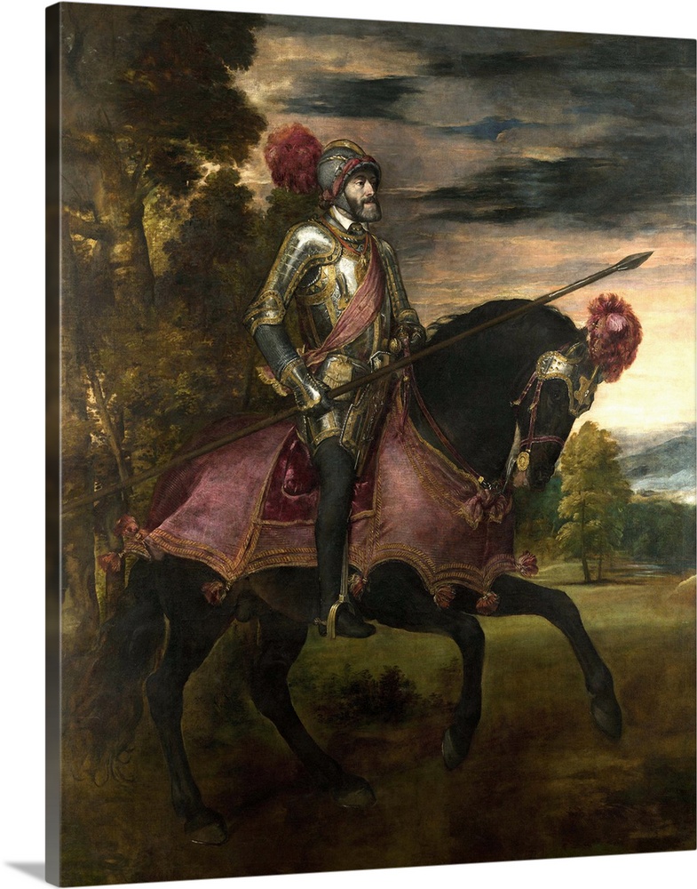 XOS23261 The Emperor Charles V (1500-58) on Horseback in Muhlberg, 1548 (oil on canvas) by Titian (Tiziano Vecellio) (c.14...