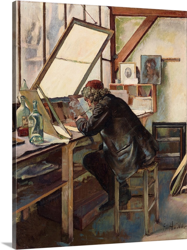 The Engraver (Marcellin Desboutin), c.1888 (originally oil on canvas) by Hodler, Ferdinand (1853-1918)
