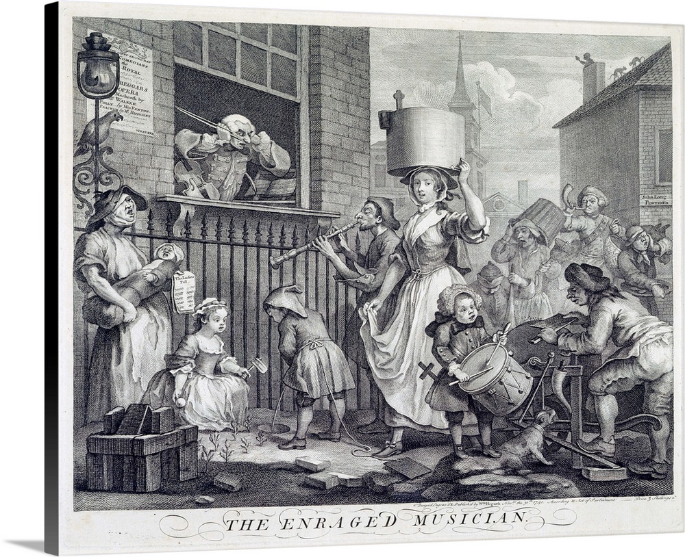 The Enraged Musician, 1741 (engraving) by Hogarth, William (1697-1764)