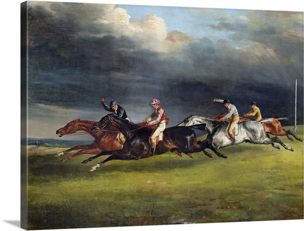 XIR153751 The Epsom Derby, 1821 (oil on canvas)  by Gericault, Theodore (1791-1824); 92x122.5 cm; Louvre, Paris, France; G...