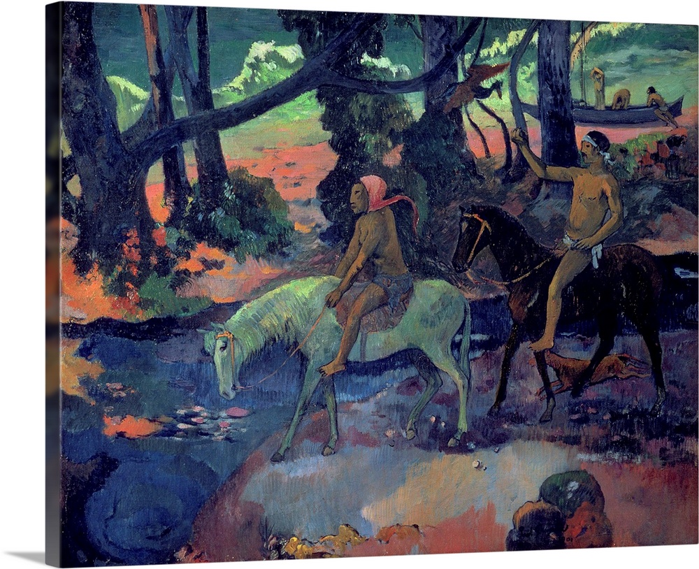 BAL69902 The Escape, The Ford, 1901  by Gauguin, Paul (1848-1903); oil on canvas; 76x95 cm; Pushkin Museum, Moscow, Russia...
