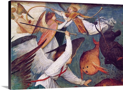 The Fall of the Rebel Angels, detail of angels fighting and playing music