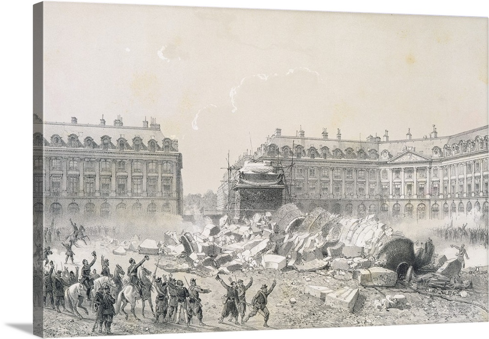 La Chute de la colonne Vendome; Commune of Paris, insurrection of Paris from 18th March to 28th May 1871; Communards led b...