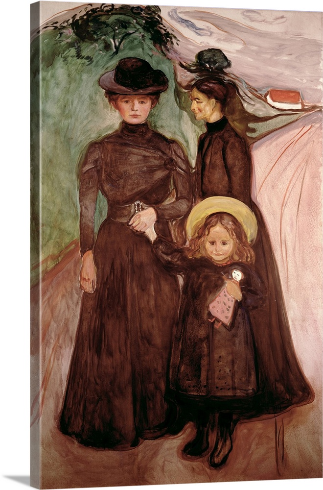 The Family on the Road (originally oil on canvas) c.1903 by Munch, Edvard (1863-1944)