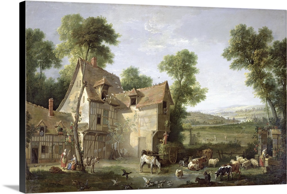 XIR13013 The Farm, 1750 (oil on canvas)  by Oudry, Jean-Baptiste (1686-1755); 130x212 cm; Louvre, Paris, France; Giraudon;...
