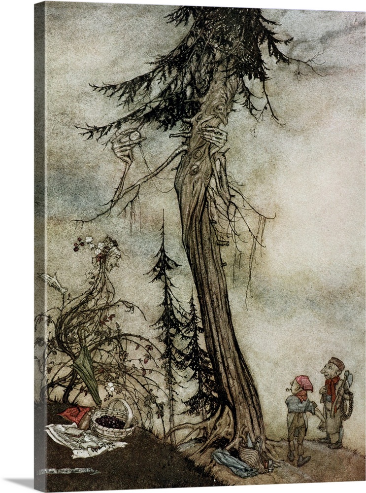VCH175700 The Fir-Tree and the Bramble, illustration from 'Aesop's Fables', published by Heinemann, 1912 (colour litho) by...
