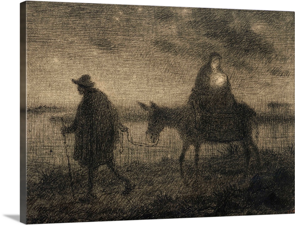The Flight Into Egypt, c.1864, conte crayon, pen and black ink, pastel and wash on paper.