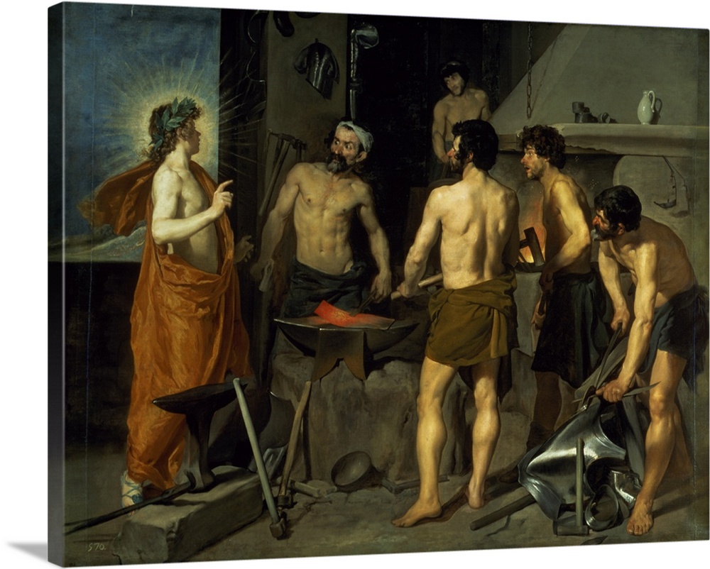 XIR974 The Forge of Vulcan, 1630 (oil on canvas); by Velasquez, Diego Rodriguez de Silva y (1599-1660); 223x290 cm; Prado,...