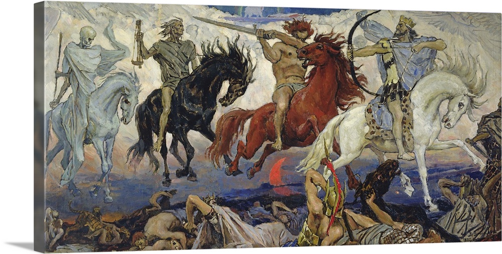 BAL322449 The Four Horsemen of the Apocalypse, 1887 (oil on canvas)  by Vasnetsov, Victor Mikhailovich (1848-1926); Museum...