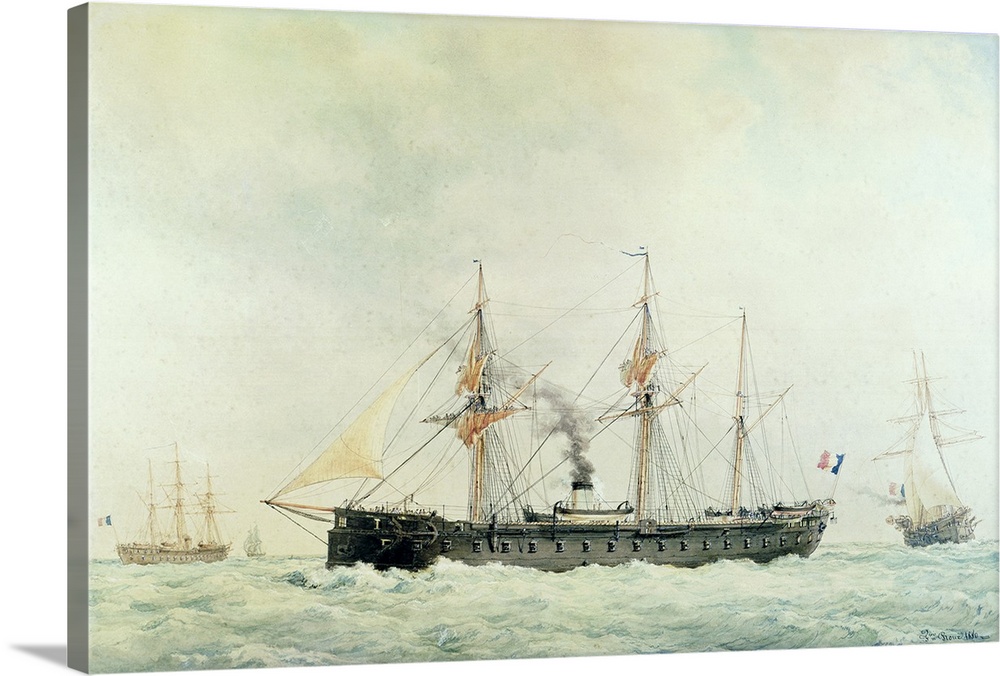 XIR158627 The French Battleship, 'La Gloire', 1880 (w/c on paper)  by Roux, Francois Geoffroy (1811-82); watercolour on pa...