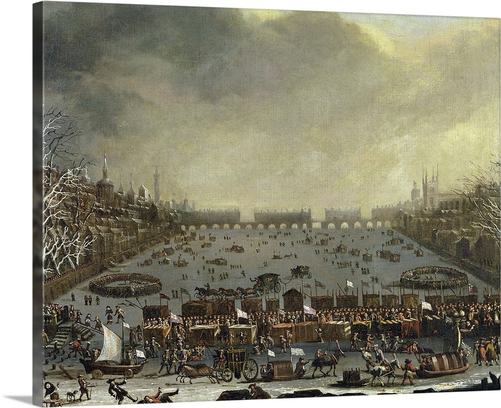 The Frost Fair of the winter of 1683-4 on the Thames, with Old London Bridge in the Distance. c.1685 (oil on canvas)  by E...