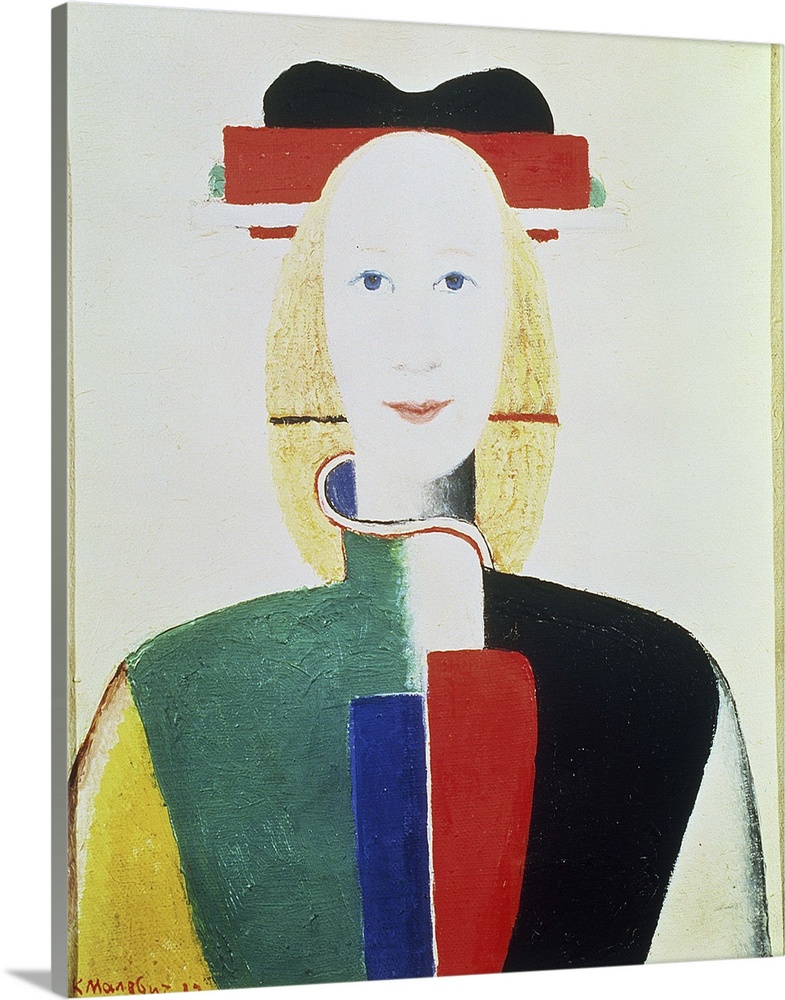 The Girl with the Hat (originally oil)  by Malevich, Kazimir Severinovich (1878-1935).
