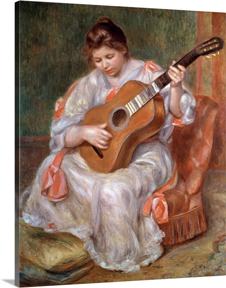XIR37654 The Guitar Player, 1897 (oil on canvas)  by Renoir, Pierre Auguste (1841-1919); 81x65 cm; Musee des Beaux-Arts, L...