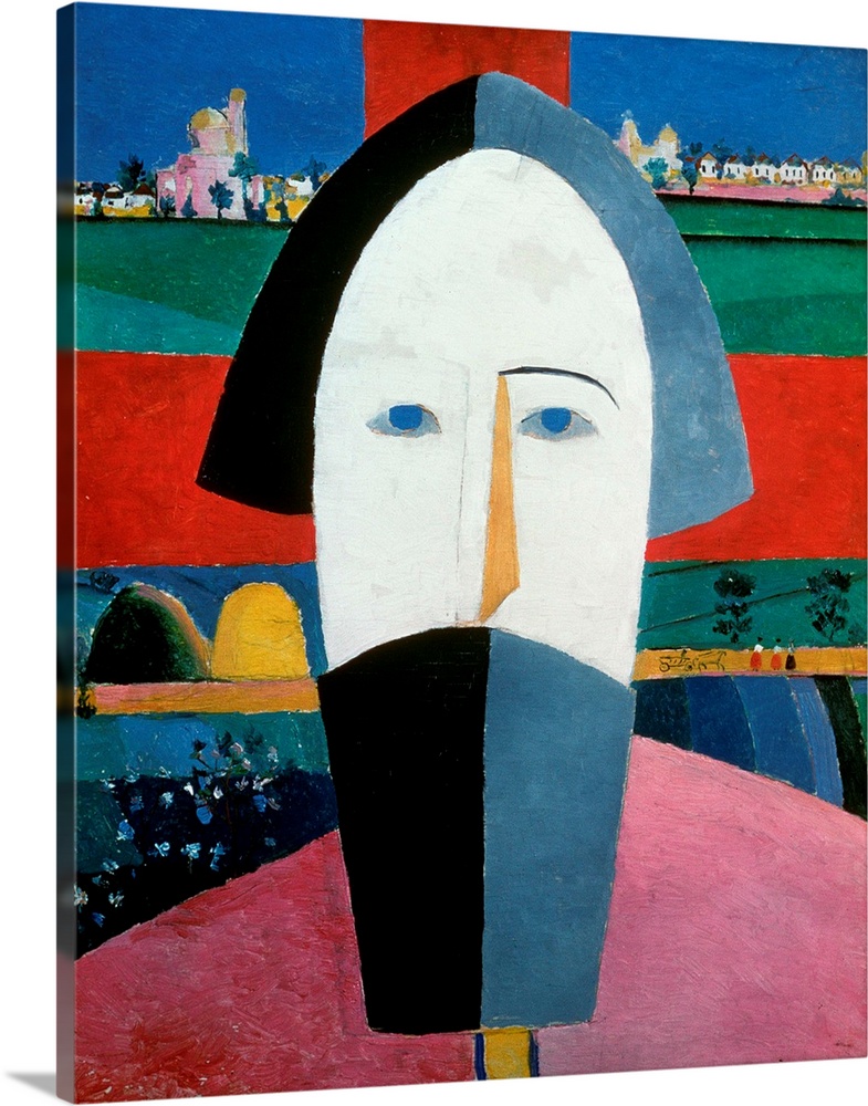 SRM47724 The Head of a Peasant, c.1929-32 (oil on canvas); by Malevich, Kazimir Severinovich (1878-1935); State Russian Mu...