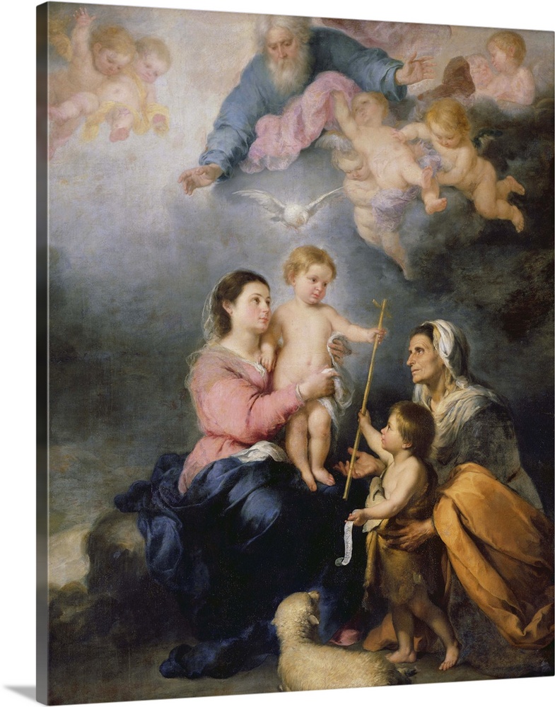 XIR39139 The Holy Family or The Virgin of Seville (oil on canvas)  by Murillo, Bartolome Esteban (1618-82); 240x190 cm; Lo...