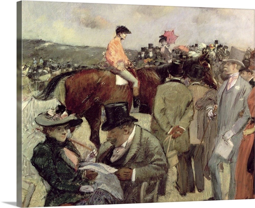 BAL37556 The Horse-Race, c.1890  by Forain, Jean Louis (1852-1931); oil on canvas; 38x45 cm; Pushkin Museum, Moscow, Russi...