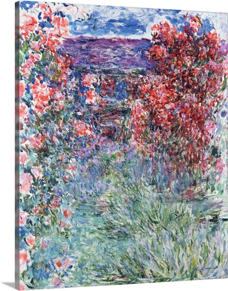 BAL76381 The House at Giverny under the Roses, 1925 (oil on canvas)  by Monet, Claude (1840-1926); 92.5x73.5 cm; Galerie D...