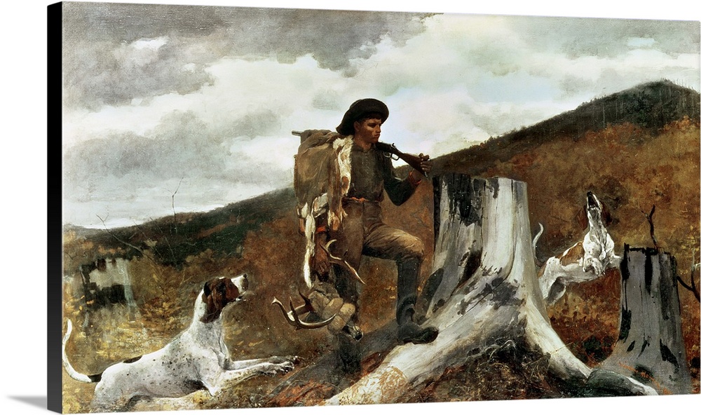 The Hunter and his Dogs, 1891 (oil on canvas) by Homer, Winslow (1836-1910);
