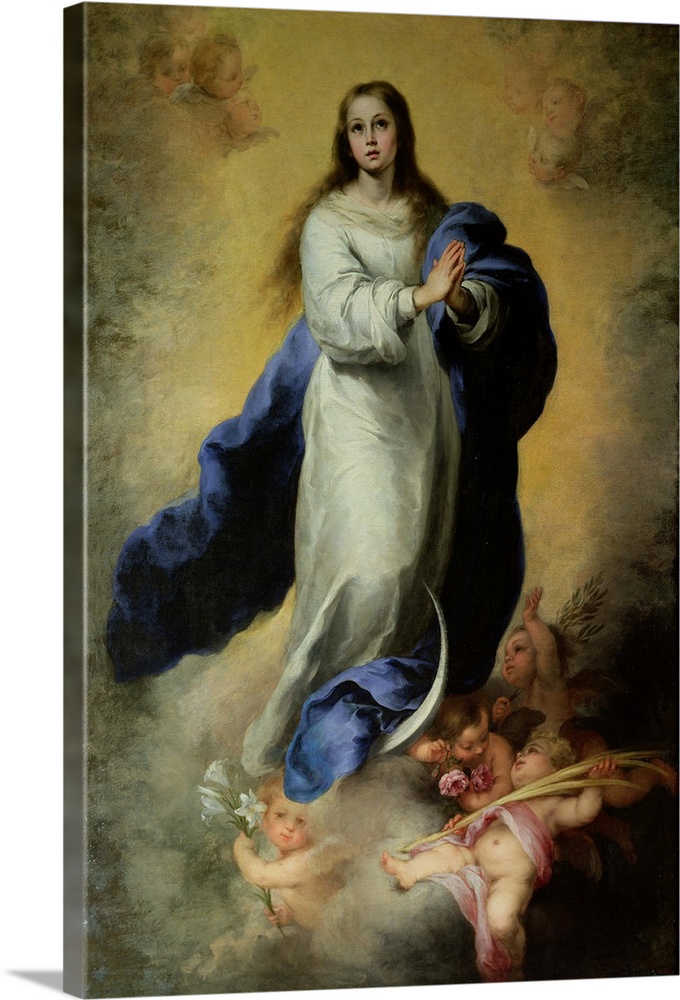 XJL36769 The Immaculate Conception, 1660-65 (oil on canvas)  by Murillo, Bartolome Esteban (1618-82); 206x144 cm; Prado, M...