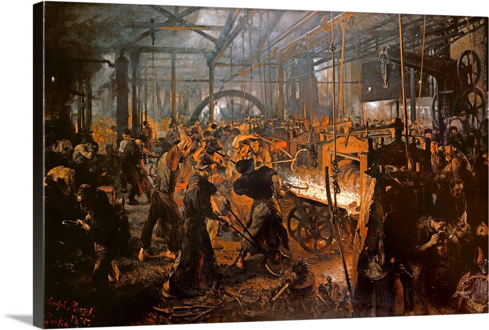 XPH330300 The Iron-Rolling Mill (oil on canvas), 1875; by Menzel, Adolph Friedrich Erdmann von (1815-1905); Neue Nationalg...