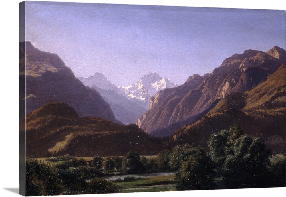 The Jungfrau seen from near Interlaken, Bernese Oberland, Switzerland, 1852, oil on canvas.  By Alexandre Calame (1810-64).
