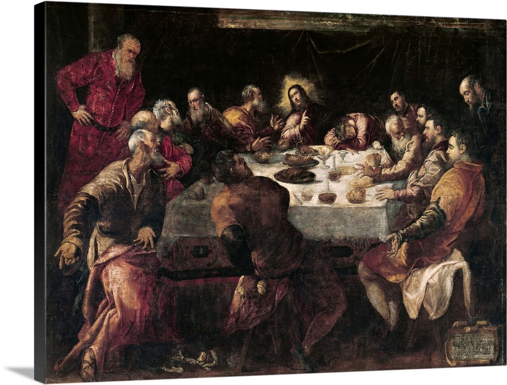 XIR54915 The Last Supper (oil on canvas)  by Tintoretto, Jacopo Robusti (1518-94); 240x335 cm; Church of Francois Xavier, ...