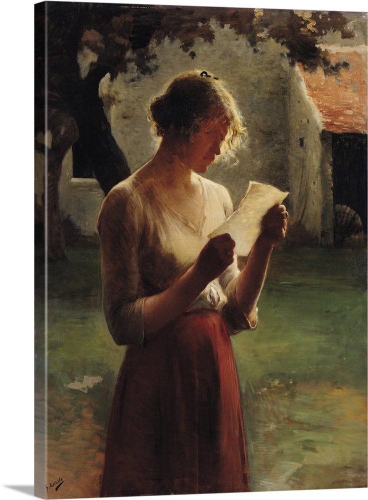 XAP72004 The Letter (oil on canvas); by Lerolle, Henri (1848-1929); 111x84 cm; Musee des Beaux-Arts, Pau, France; Giraudon...