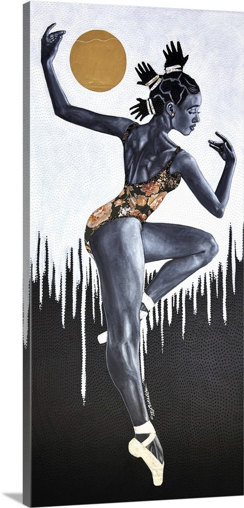 The light bringer, 2025. (Originally mixed media on canvas.) A ballerina in a beautiful back dance pose.