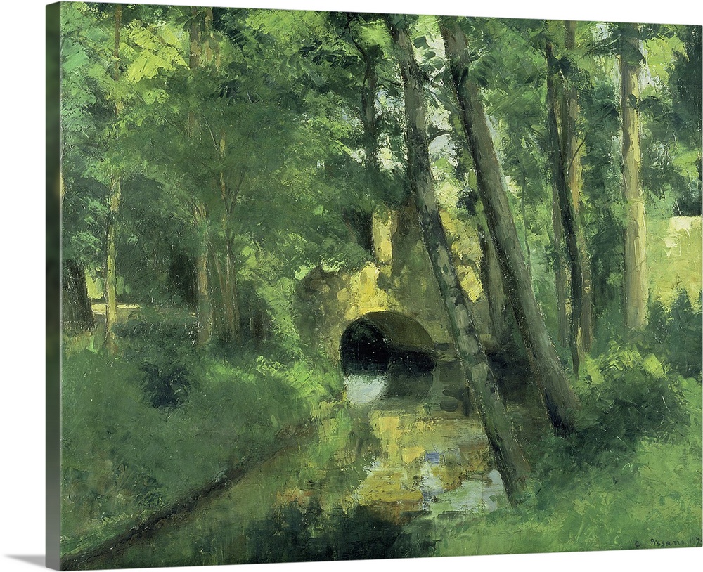 BAL777 The Little Bridge, Pontoise, 1875  by Pissarro, Camille (1831-1903); oil on canvas; 65.5x81.5 cm; Kunsthalle Mannhe...