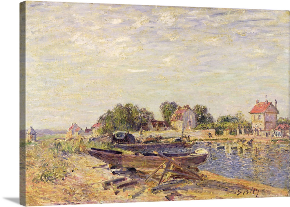 BAL87344 The Loing at Saint-Mammes, 1885; by Sisley, Alfred (1839-99); oil on canvas; 38x55.5 cm; Galerie Daniel Malingue,...
