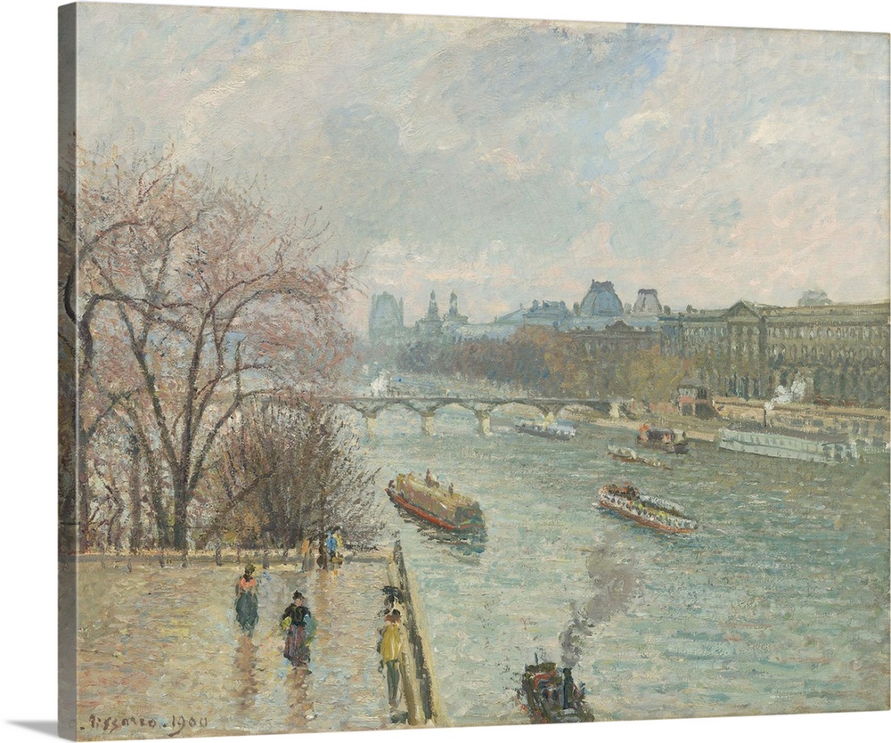 The Louvre, Afternoon, Rainy Weather, 1900 (originally oil on canvas) by Pissarro, Camille (1830-1903)