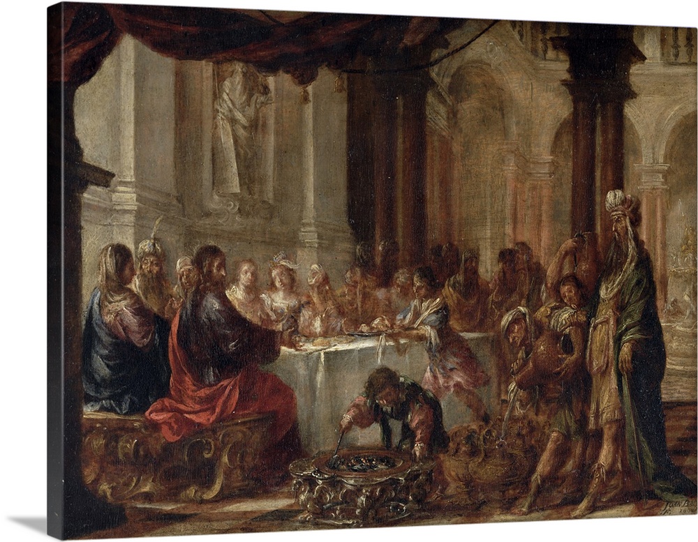 XIR229909 The Marriage at Cana, 1660 (oil on panel) by Valdes Leal, Juan de (1622-90); 23.5x34 cm; Louvre, Paris, France; ...