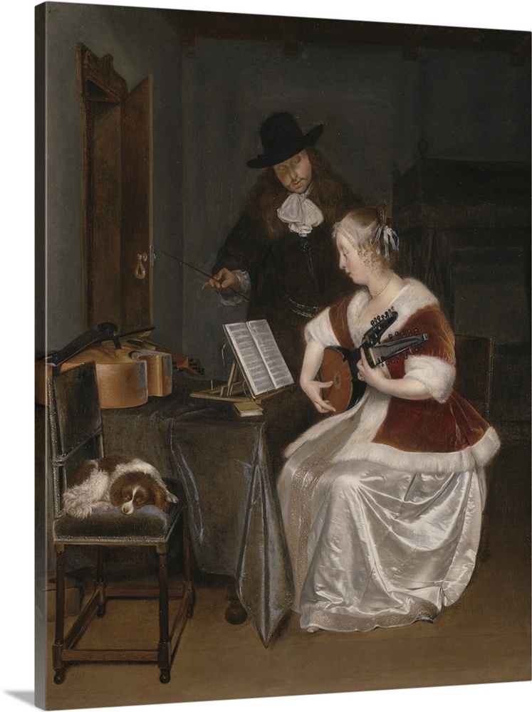 The Music Lesson, c.1670, oil on canvas.